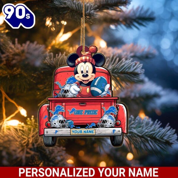 Detroit Lions Mickey Mouse Ornament Personalized Your Name Sport Home Decor