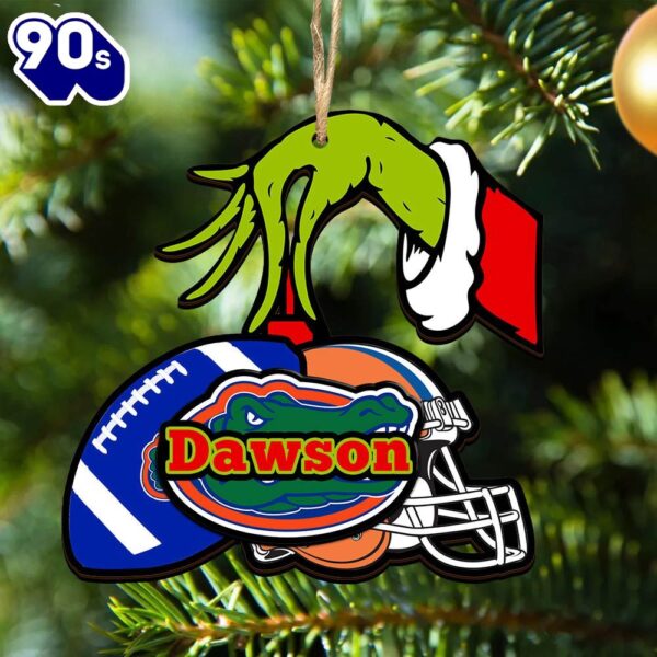 Florida Gators Personalized Your Name Grinch And Football Ornament