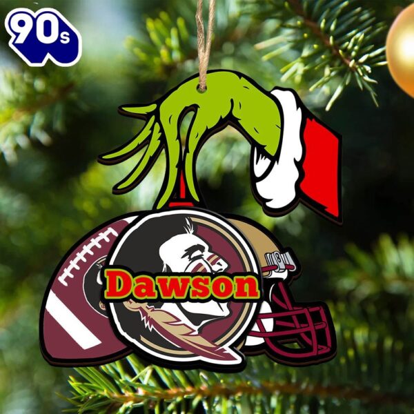 Florida State Seminoles Personalized Your Name Grinch And Football Ornament