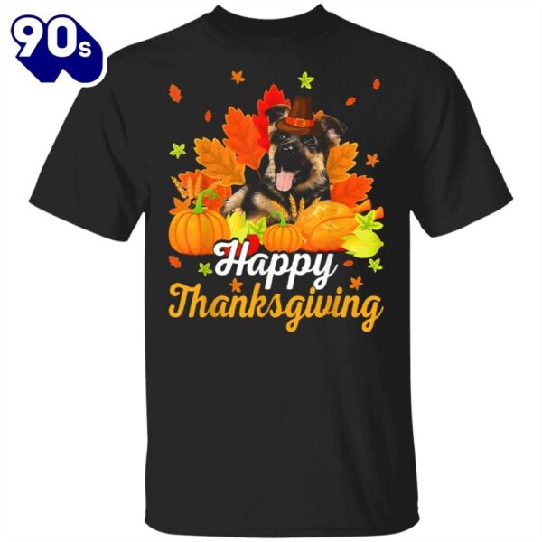 German Shepherd Happy Thanksgiving T-Shirt Adorable Dog Hallothanksmas Tee Gifts For Dog Owners