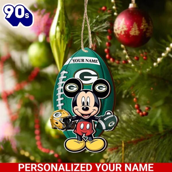Green Bay Packers And Mickey Mouse Ornament Personalized Your Name