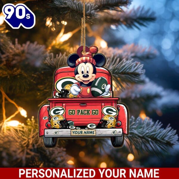 Green Bay Packers Mickey Mouse Ornament Personalized Your Name Sport Home Decor