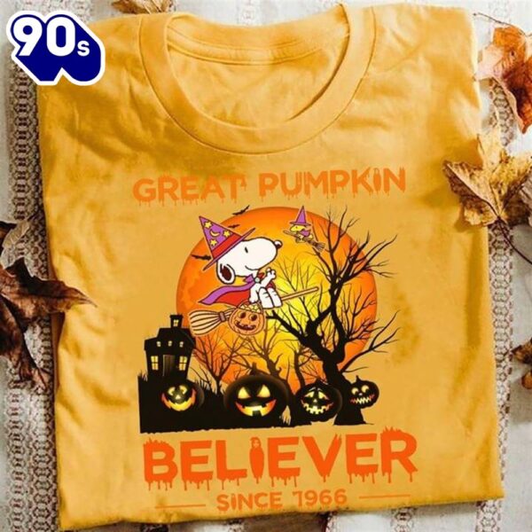 Halloween Snoopy Witch Tee Great Pumpkin Believer Since 1966 Orange T Shirt