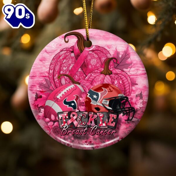 Houston Texans  Breast Cancer And Sport Team Ceramic Ornament