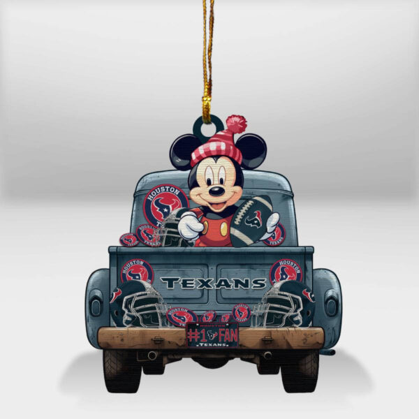 Houston Texans Mickey Mouse Christmas Wood Ornament