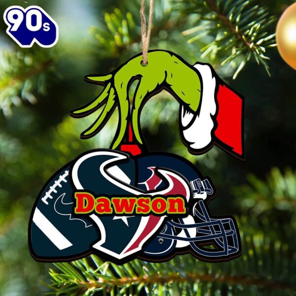 Houston Texans Personalized Your Name Grinch And Football Ornament