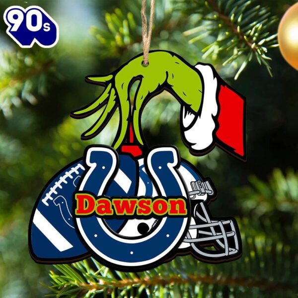 Indianapolis Colts Personalized Your Name Grinch And Football Ornament