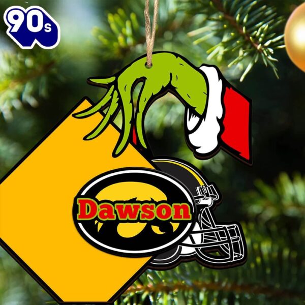 Iowa Hawkeyes Personalized Your Name Grinch And Football Ornament