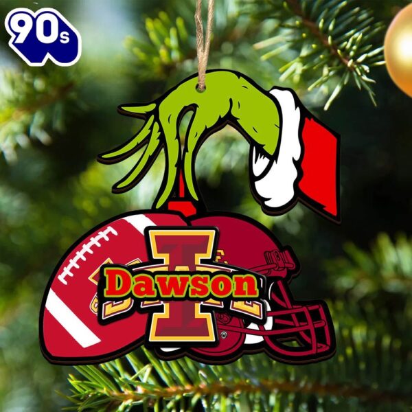 Iowa State Cyclones Personalized Your Name Grinch And Football Ornament