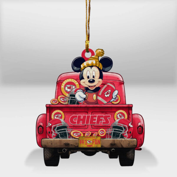 Kansas City Chiefs Mickey Mouse Christmas Wood Ornament