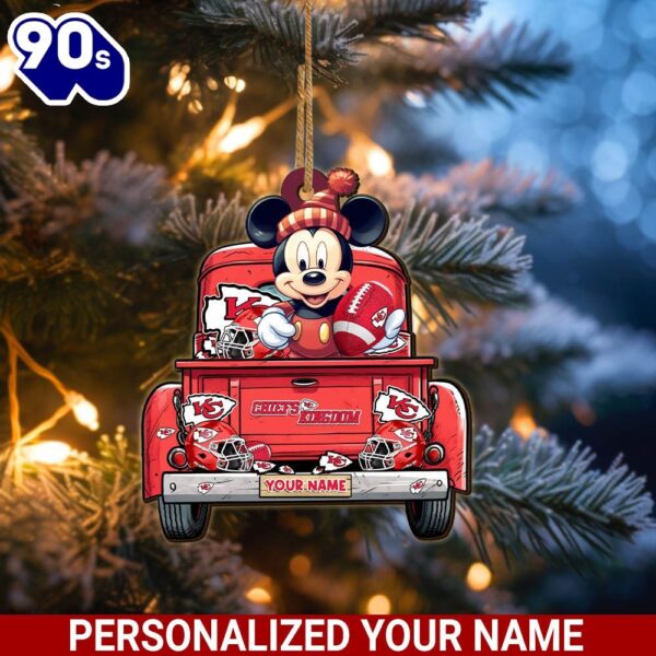 Kansas City Chiefs Mickey Mouse Ornament Personalized Your Name Sport Home Decor