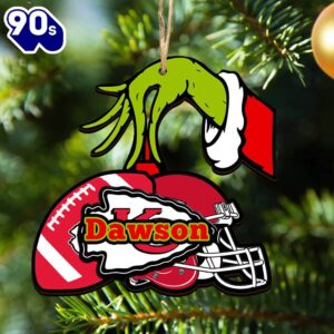 Kansas City Chiefs Personalized Your Name Grinch And Football Ornament