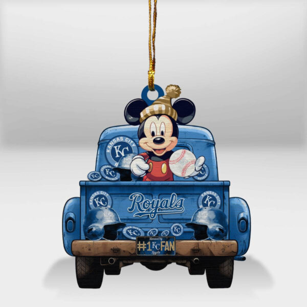 Kansas City Royals Mickey Mouse Christmas Wood Ornament