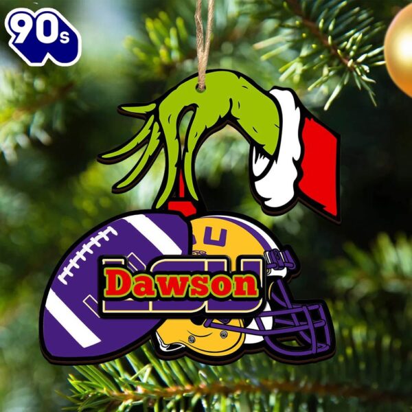 LSU TIGERS Personalized Your Name Grinch And Football Ornament