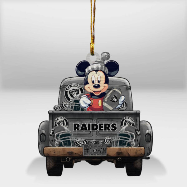 Las Vegas Raiders Mickey Mouse Christmas Wood Ornament