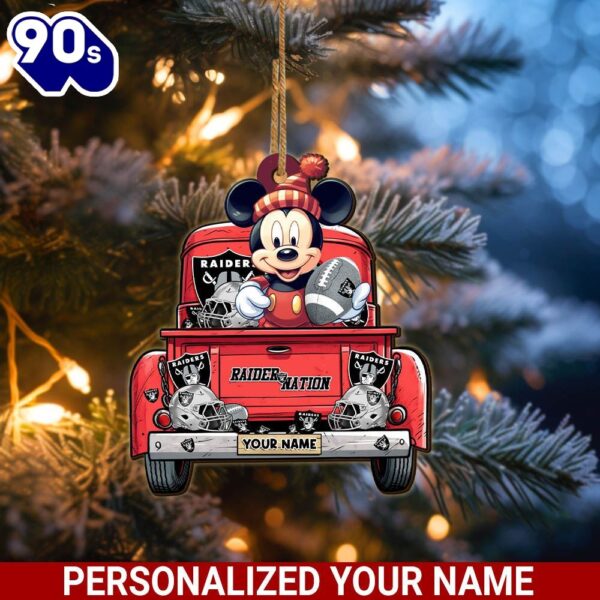 Las Vegas Raiders Mickey Mouse Ornament Personalized Your Name Sport Home Decor