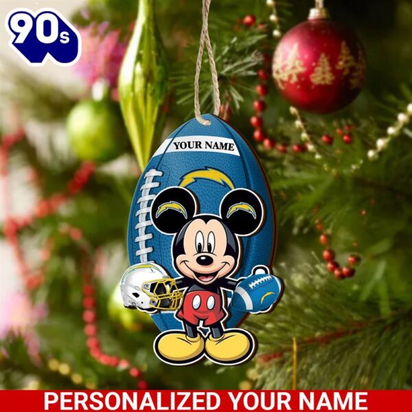 Los Angeles Chargers And Mickey Mouse Ornament Personalized Your Name