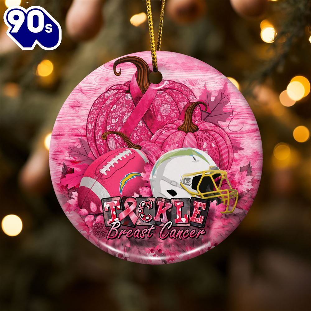 Los Angeles Chargers Breast Cancer And Sport Team Ceramic Ornament Los Angeles Chargers Breast Cancer And Sport Team Ceramic Ornament