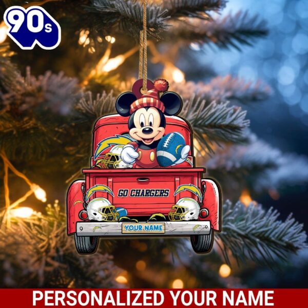 Los Angeles Chargers Mickey Mouse Ornament Personalized Your Name Sport Home Decor