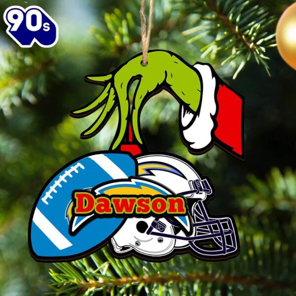 Los Angeles Chargers Personalized Your Name Grinch And Football Ornament