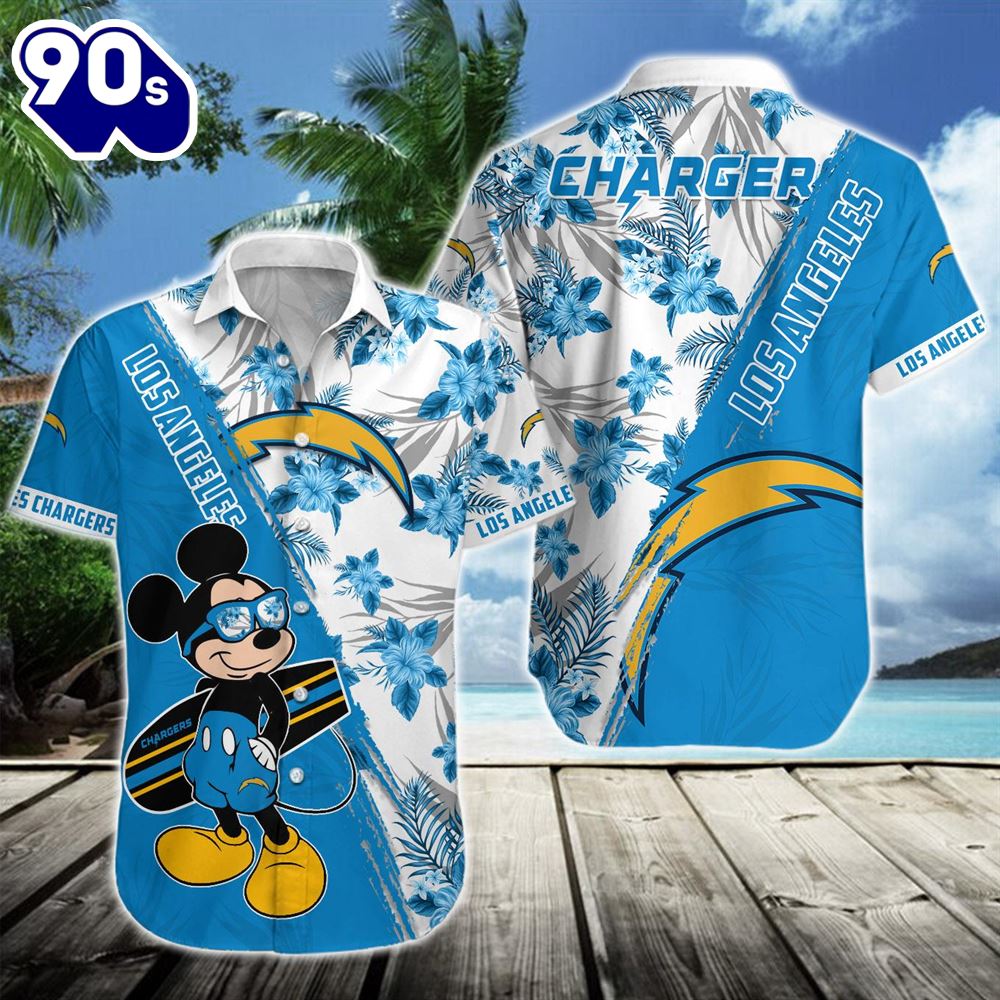 Los Angeles Chargers Team NFL Mickey Hawaiian Beach Shirt Los Angeles Chargers Team NFL Mickey Hawaiian Beach Shirt
