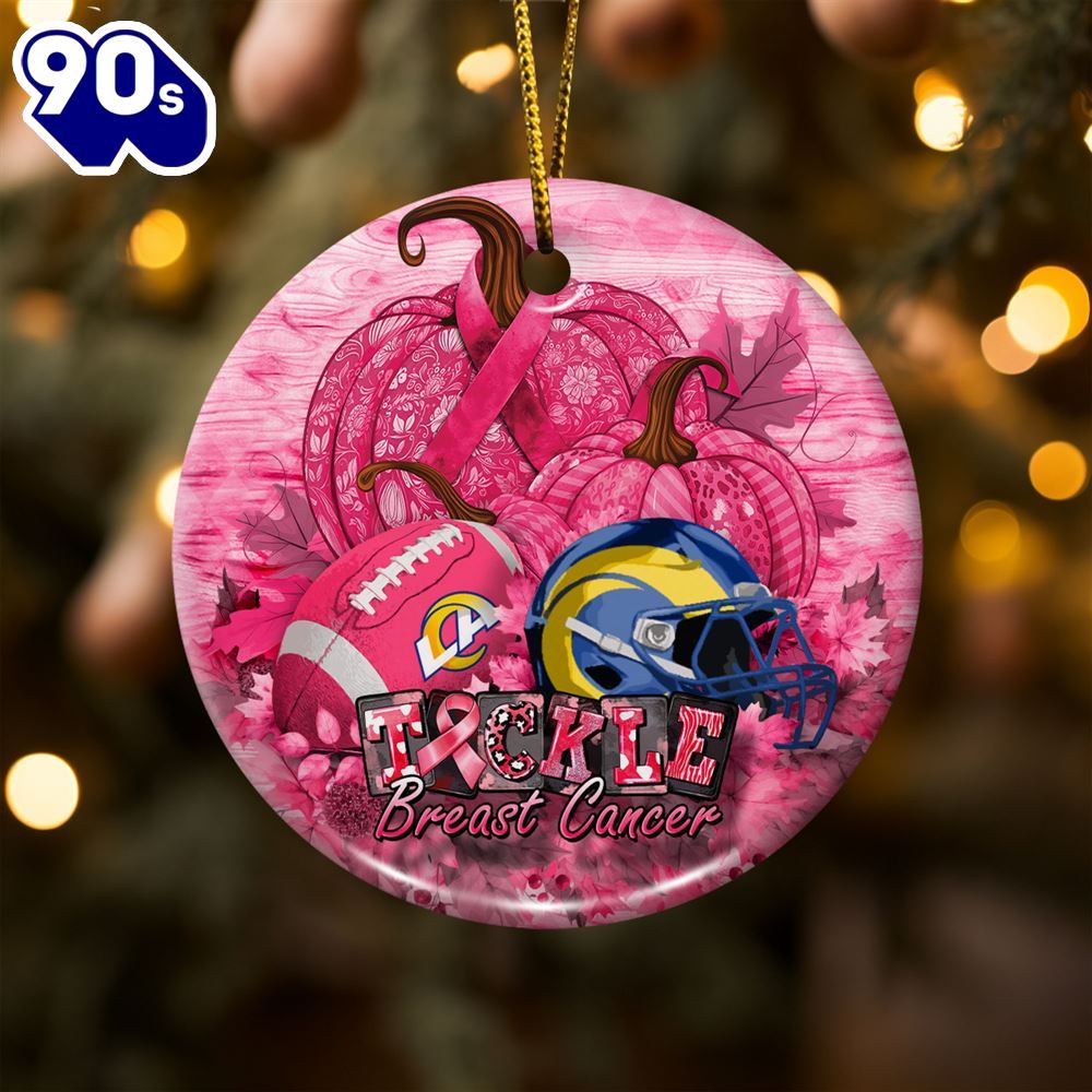 Los Angeles Rams Breast Cancer And Sport Team Ceramic Ornament Los Angeles Rams Breast Cancer And Sport Team Ceramic Ornament