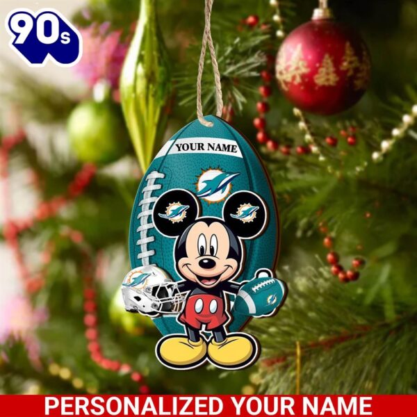 Miami Dolphins And Mickey Mouse Ornament Personalized Your Name