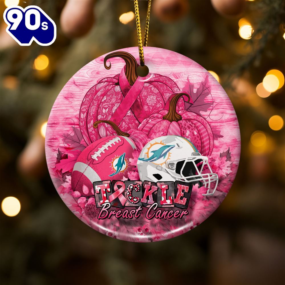 Miami Dolphins Breast Cancer And Sport Team Ceramic Ornament Miami Dolphins Breast Cancer And Sport Team Ceramic Ornament