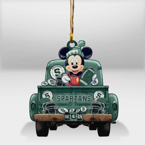 Michigan State Spartans Mickey Mouse Christmas Wood Ornament