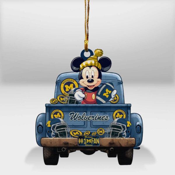 Michigan Wolverines Mickey Mouse Christmas Wood Ornament
