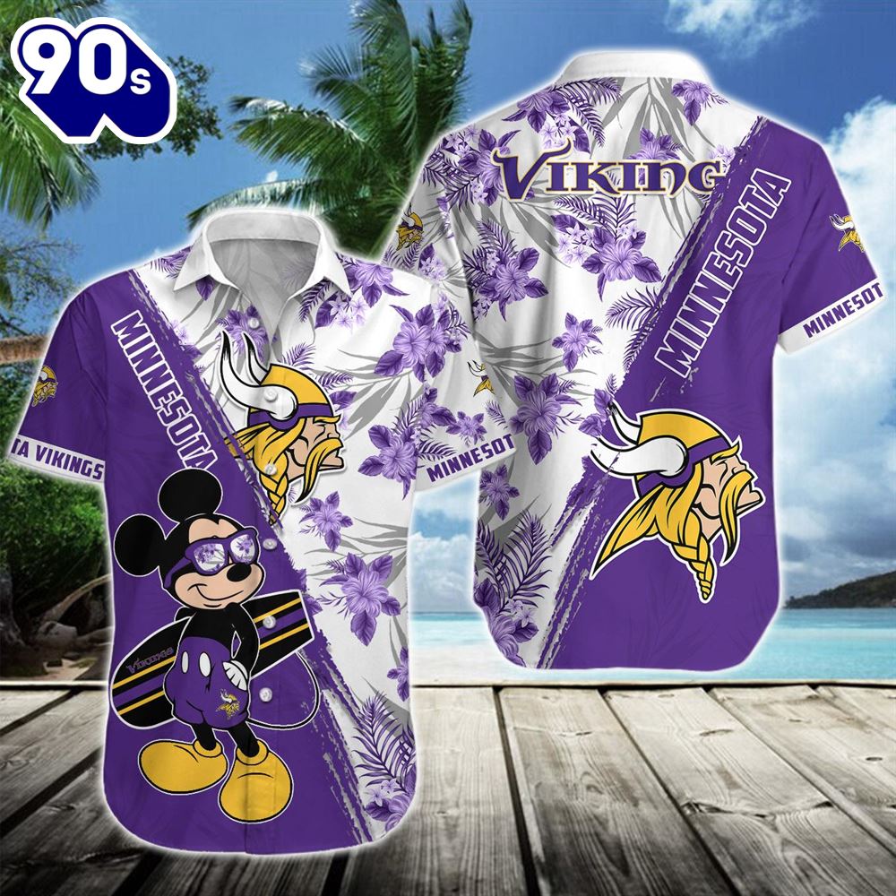 Minnesota Vikings Team NFL Mickey Hawaiian Beach Shirt Minnesota Vikings Team NFL Mickey Hawaiian Beach Shirt