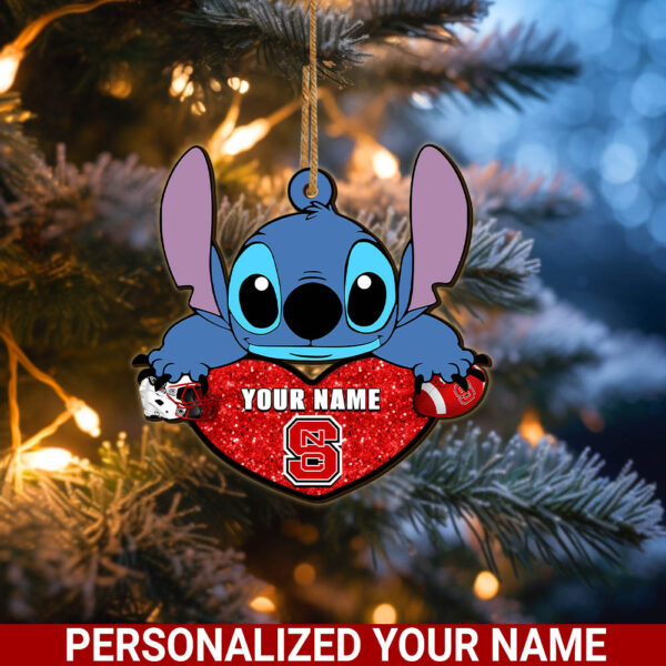 NC State WolfpackStitch Custom Name Ornament NCAA And St With Heart Ornament