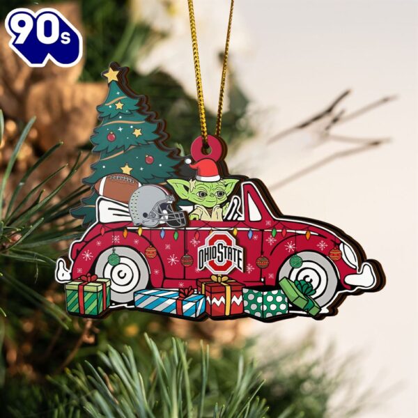 NCAA Ohio State Buckeyes And Baby Yoda Christmas Ornament