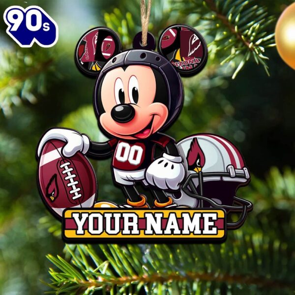 NFL Arizona Cardinals Mickey Mouse Ornament Personalized Your Name