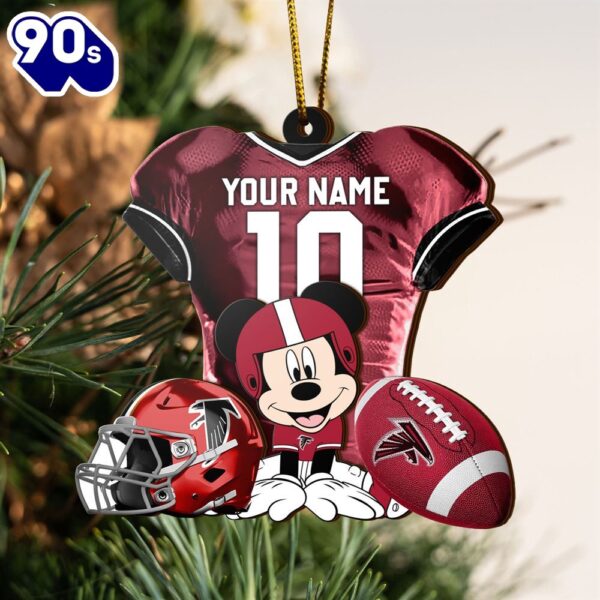NFL Atlanta Falcons Mickey Mouse Christmas Ornament Custom Your Name And Number