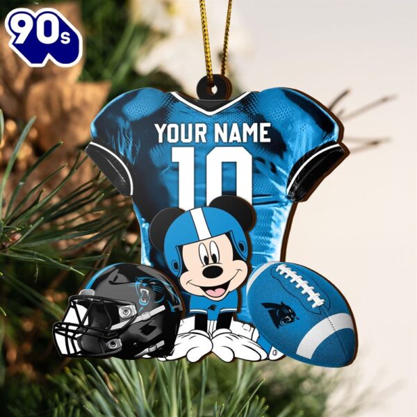 NFL Carolina Panthers Mickey Mouse Christmas Ornament Custom Your Name And Number