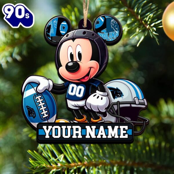 NFL Carolina Panthers Mickey Mouse Ornament Personalized Your Name