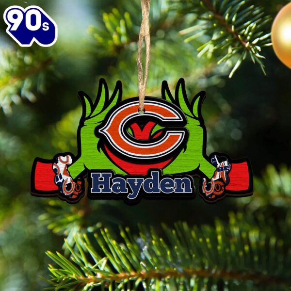 NFL Chicago Bears Grinch Christmas Ornament Personalized Your Name