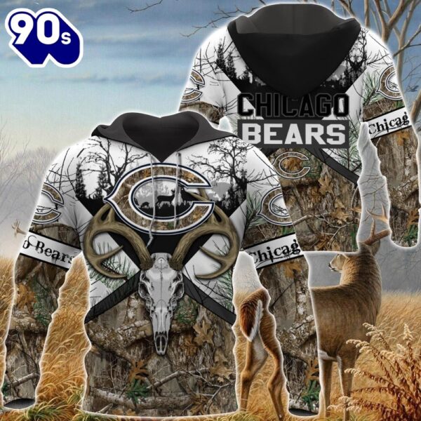 NFL Chicago Bears Hunting Camo Style 3d Hoodie