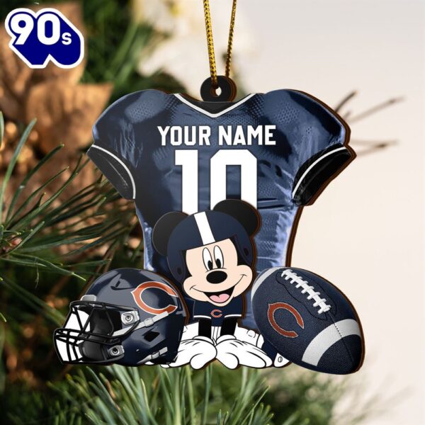 NFL Chicago Bears Mickey Mouse Christmas Ornament Custom Your Name And Number