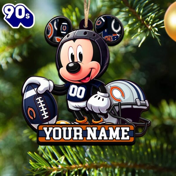 NFL Chicago Bears Mickey Mouse Ornament Personalized Your Name
