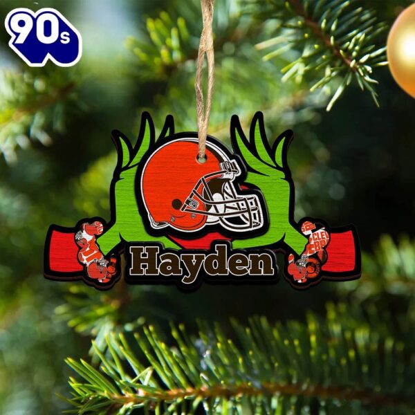 NFL Cleveland Browns Grinch Christmas Ornament Personalized Your Name