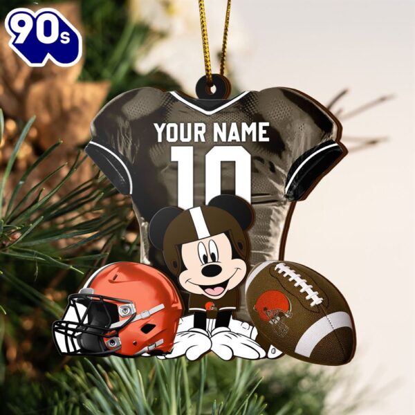 NFL Cleveland Browns Mickey Mouse Christmas Ornament Custom Your Name And Number