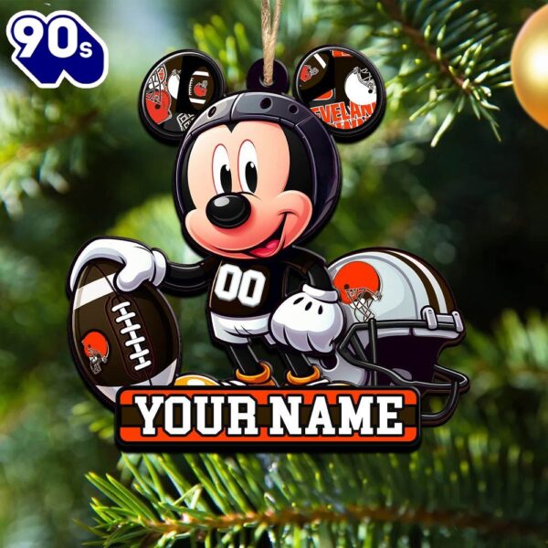 NFL Cleveland Browns Mickey Mouse Ornament Personalized Your Name