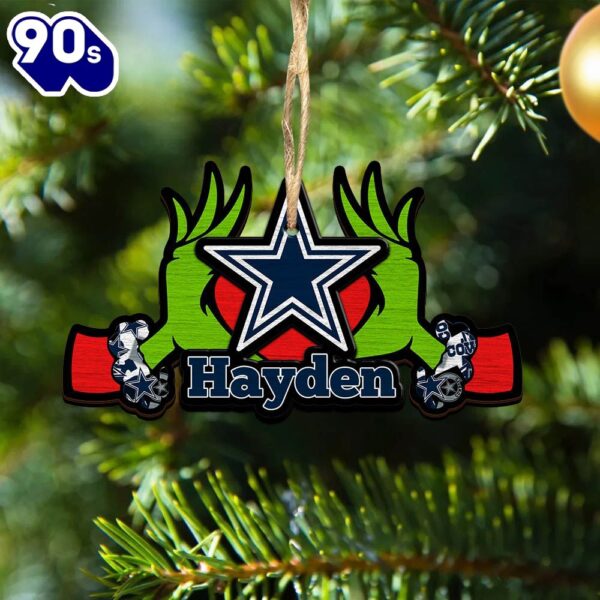 NFL Dallas Cowboys Grinch Christmas Ornament Personalized Your Name