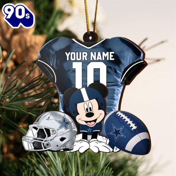 NFL Dallas Cowboys Mickey Mouse Christmas Ornament Custom Your Name And Number
