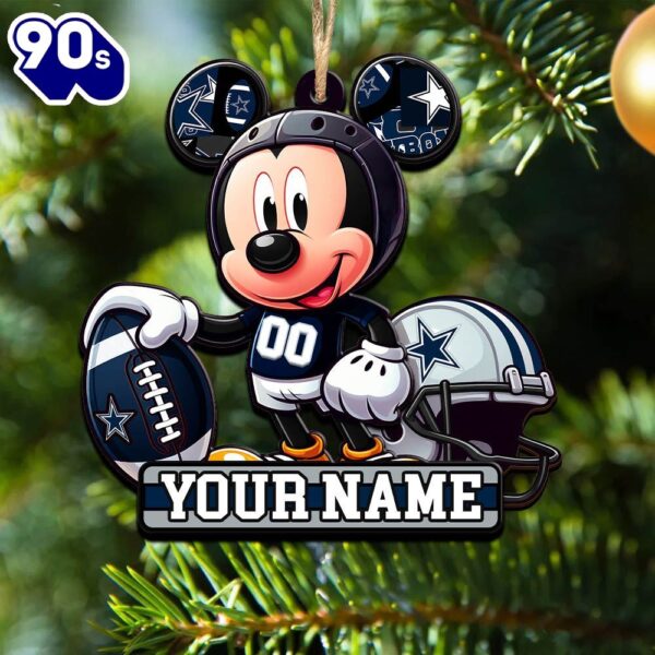 NFL Dallas Cowboys Mickey Mouse Ornament Personalized Your Name