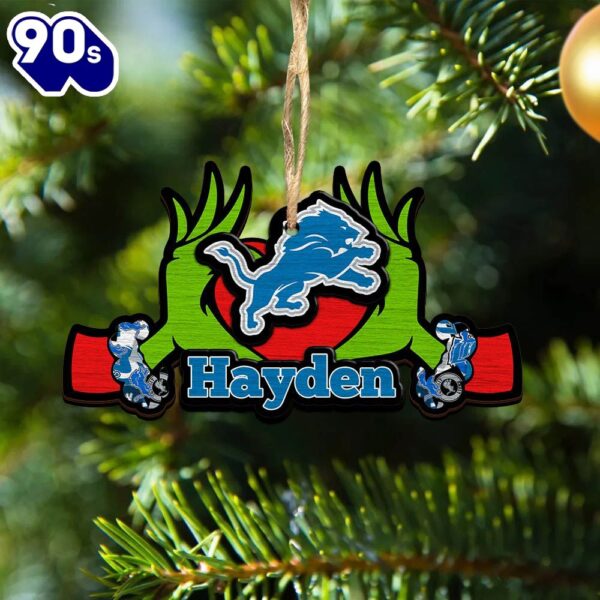 NFL Detroit Lions Grinch Christmas Ornament Personalized Your Name