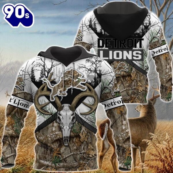 NFL Detroit Lions Hunting Camo Style 3d Hoodie