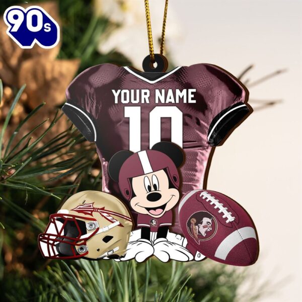 NFL Florida State Seminoles Mickey Mouse Christmas Ornament Custom Your Name And Number